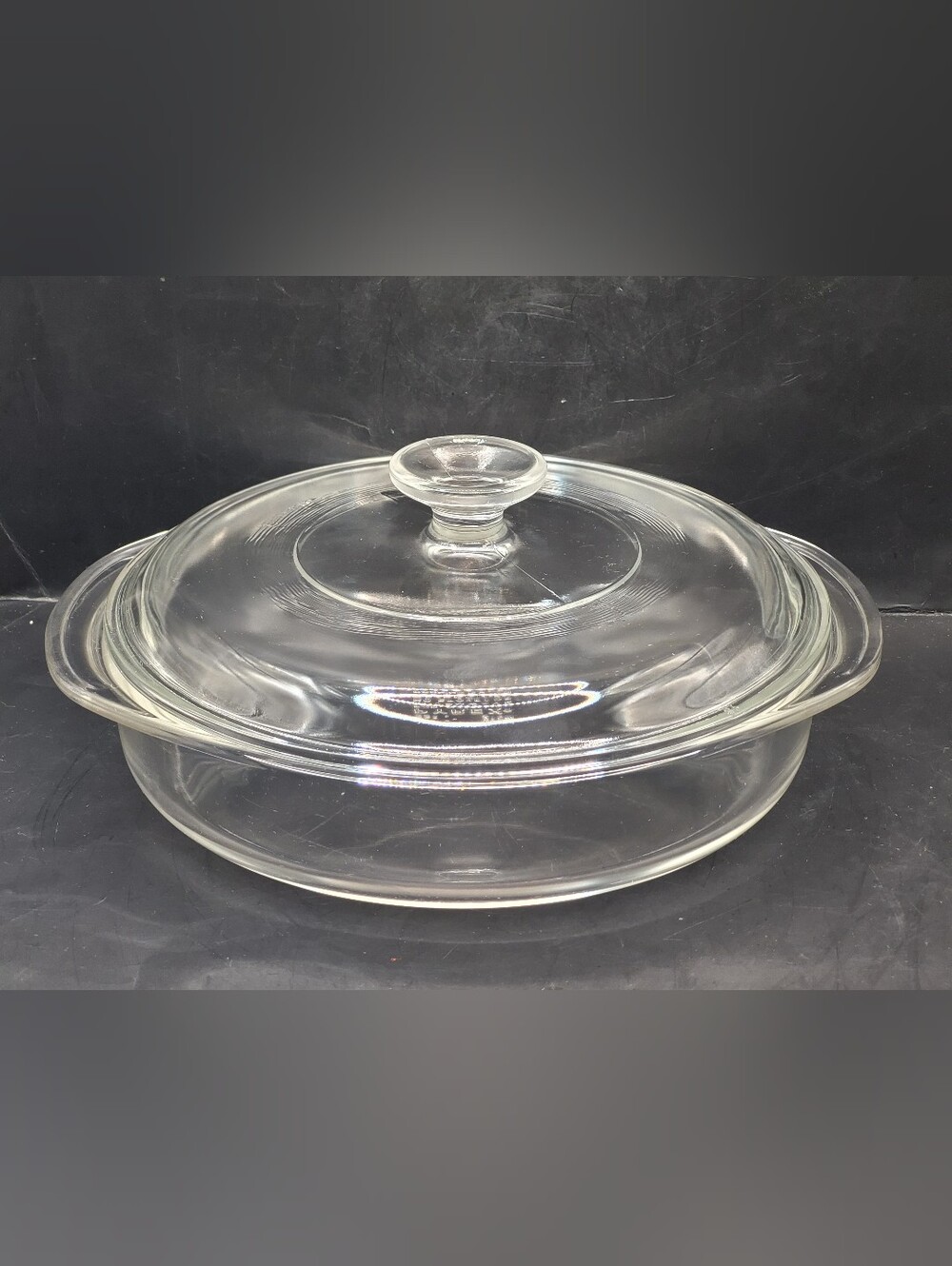 Vintage Pyrex Clear Glass Round Covered Casserole Dish 21cm Lid 221 Made In USA